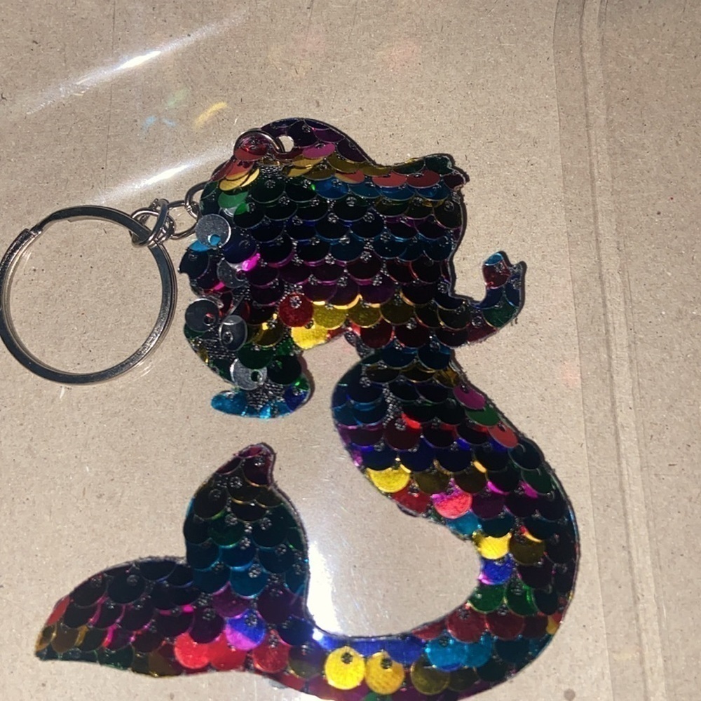 Boutique Multicolored Sequin Mermaid Keychain or Bag Charm NEW